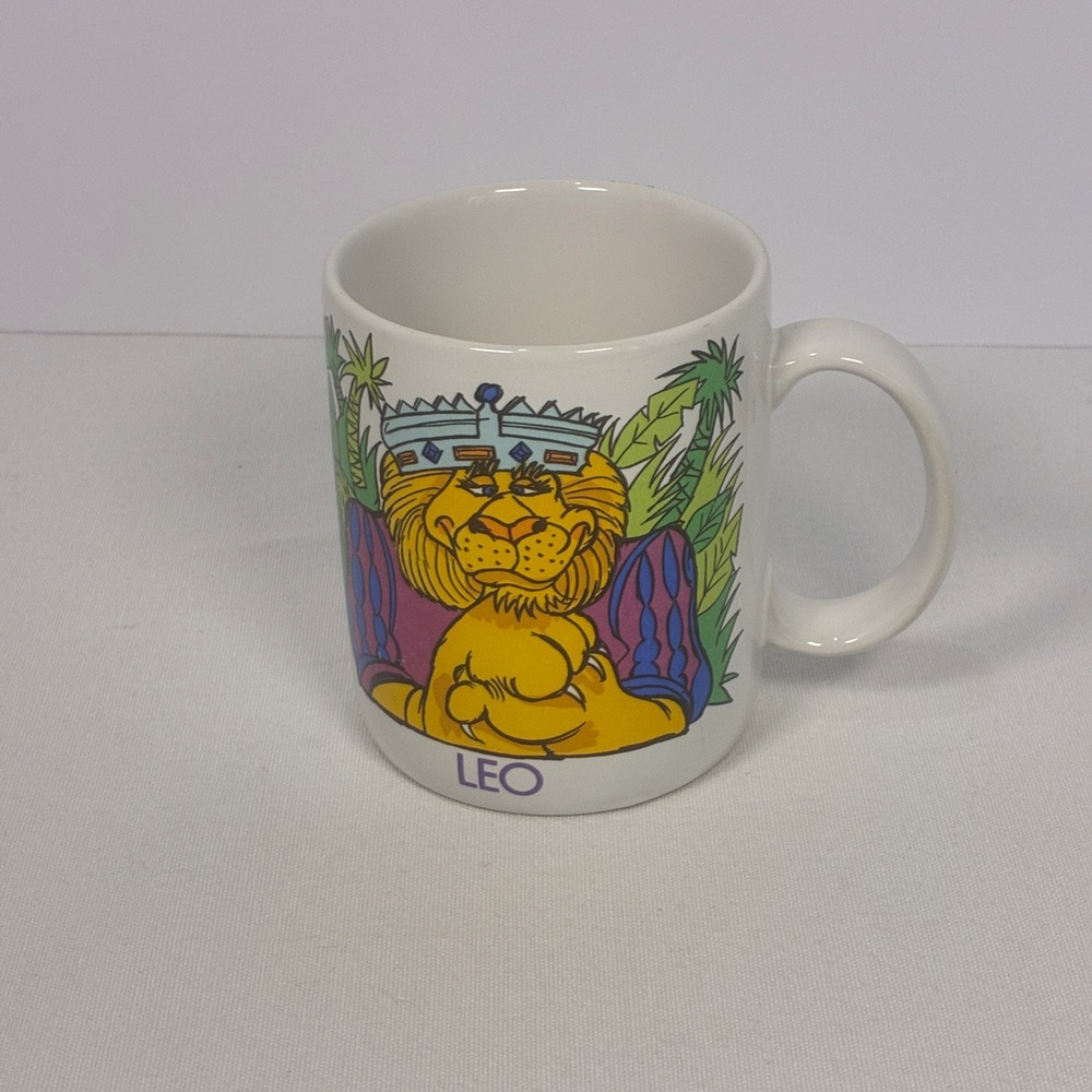 Vintage Leo Zodiac Coffee Mug Lion Horoscope Astrology Celestial 80's